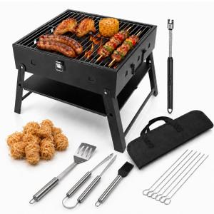 Portable BBQ Charcoal Camping Grill: Tabletop Folding Barbecue Grills