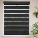 MYshade Roller Shades Zebra Blinds for Windows Cordless Day and Night Light Filtering Dual Layer Roller Blinds 27" x 72" Black