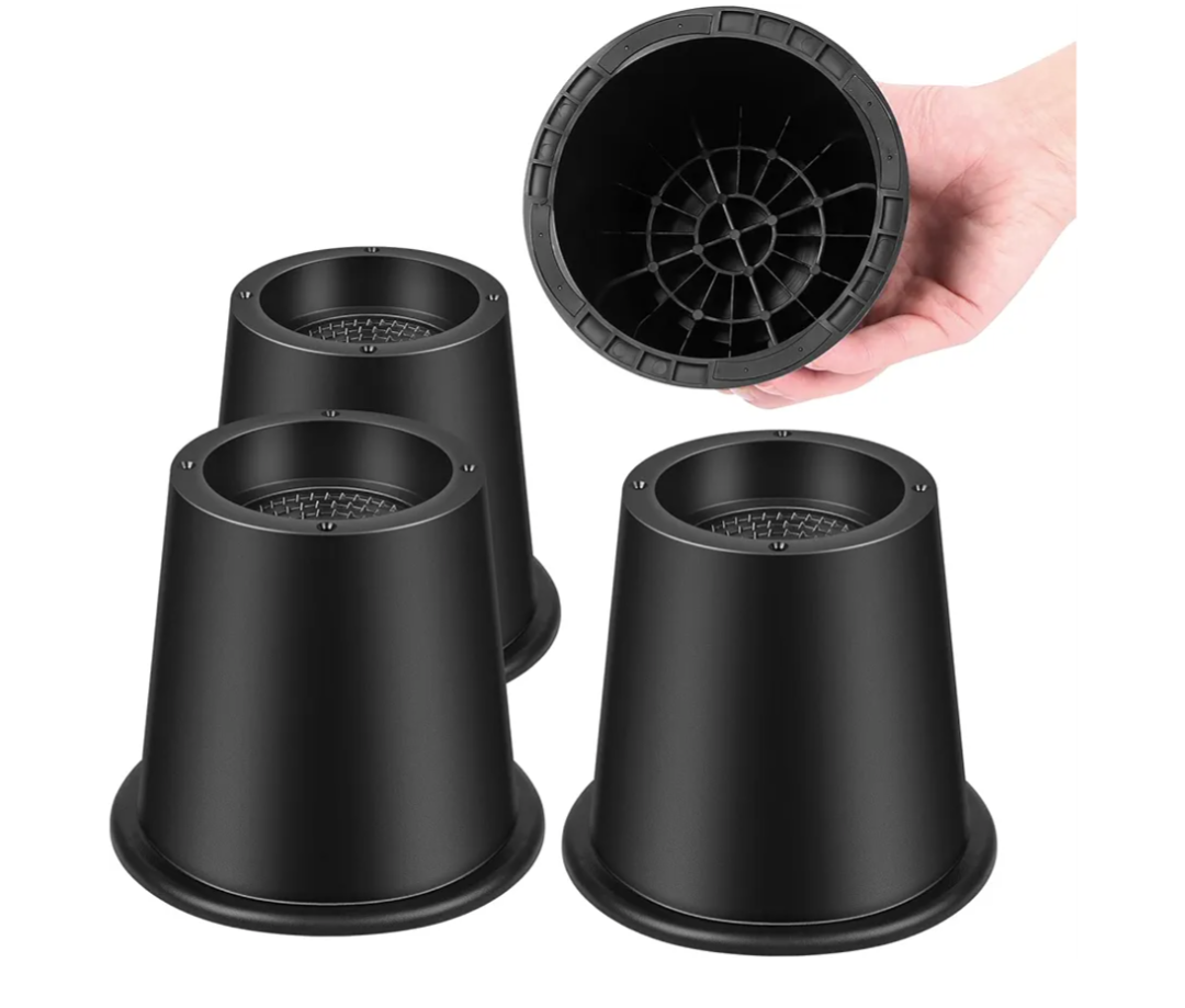Bed Riser/Furniture Lift Bed/Bed risers/Furniture Lifter/Table risers/Frame Risers Create Under Bed Storage Heavy Duty for Furniture Height Adjustment Round Black (4 Pack, New 4 Inch)