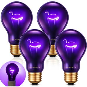 Retisee 4 Pack 75W Reptile Night Heat Lamp Simulate Moonlight Heat Bulb Purple Lamp Reptile Night Heat Bulb for Bearded Dragon Lizard Snake Chameleon Turtle Amphibians