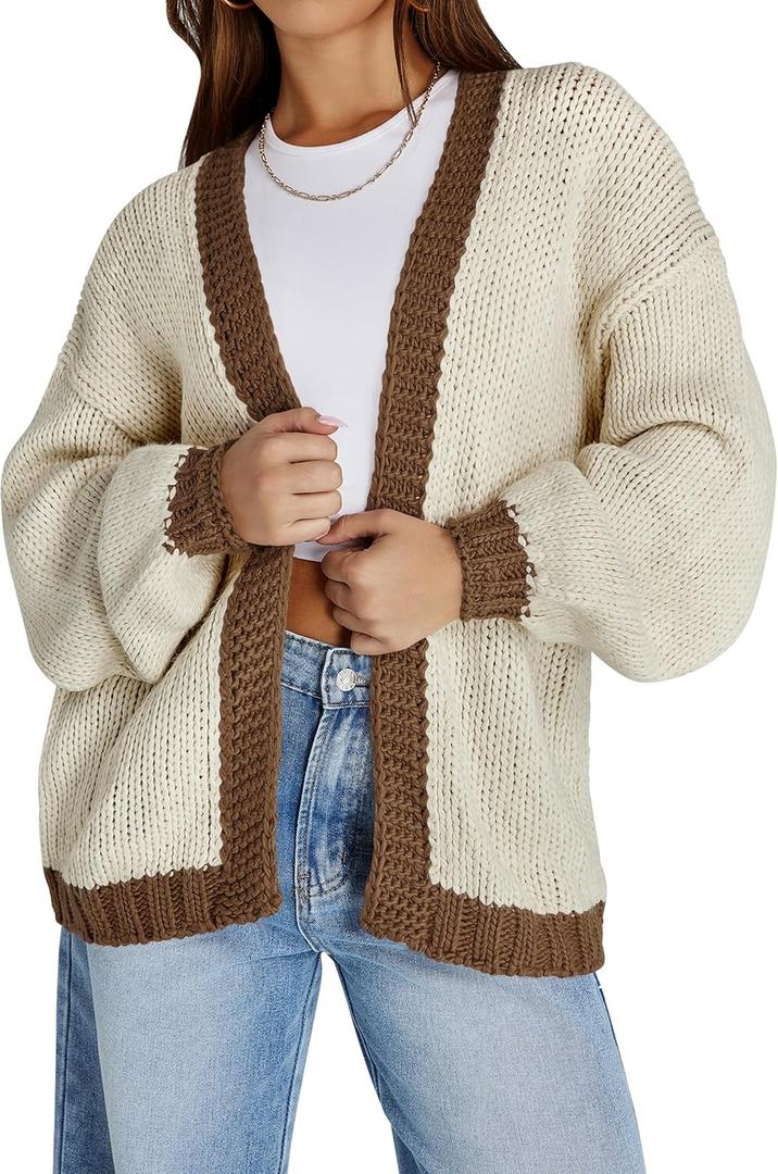 Cakulo Womens Oversized Chunky Cardigan Sweaters Open Front Long Cardigans Fall Coatigan 2025 Knit Sweater Coats