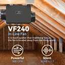 Inline Bathroom Exhaust Fan 300CFM, 6 Inch, Black, VF240, Large