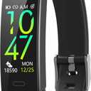 Fitness Tracker with Blood Pressure Heart Rate Sleep Health Monitor for Men and Women, Upgraded Waterproof Activity Tracker Watch, Step Calorie Counter Pedometer Black