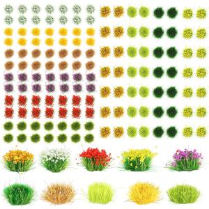 140Pcs DIY Miniature Colorful Flower Cluster Self Adhesive Flower Vegetation Groups Static Grass Tufts for Train Landscape Railroad Scenery Sand Military Layout Model Miniature Bases and Dioramas