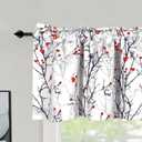 poefun Blackout Curtain Valances for Kitchen Windows - Tree Branches Printed Short Valances for Bedroom/Living Room/Bathroom/Farmhouse/Laundry with Rod Pocket 1 Panel 52 by 18 Inches Long, Grey