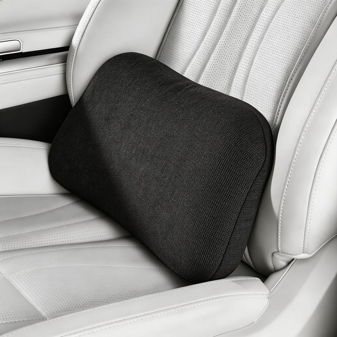 Big Hippo Lumbar Support Pillow for Car & Office Chair - Memory Foam Back Cushion for Lower Back Pain Relief, Ergonomic Back Support with Breathable Cover for Home, Truck, Wheelchair