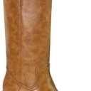 UBWDU Women's Knee High Boots Chunky Block Heel Long Boots Square Toe Low Heel Boots for Women (8.5, Brown)