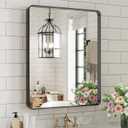 WEER Black Bathroom Mirror for Wall, 24X30 Inch Matte Black Mirror, Rectangular Black Metal Framed Vanity Mirror with Tempered Glass, Rounded Corner, Anti-Rust (Horizontal/Vertical)