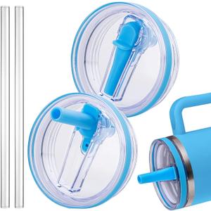 Replacement Lid for Stanley 40oz and 64oz Tumbler.Leakproof Flip Straw Lid Fit Stanley Cup Quencher H2.0 40 oz/64 oz and Stanley ProTour 40 oz/64 oz Tumbler.(Blue,2-Pack)