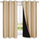 NICETOWN Bedroom Full Blackout Curtain Panels, Super Thick Insulated Grommet Drapes, Double-Layer Blackout Draperies with Black Liner for Small Window (Set of 2 PCs, 42 by 63 inches, Biscotti Beige)