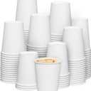 GUSTO 8 oz White Paper Cups [300 Count] Disposable Coffee Cups for Hot & Cold Beverages, Sturdy Paper Drinkware for Home, Office & Events (Formerly Comfy Package)