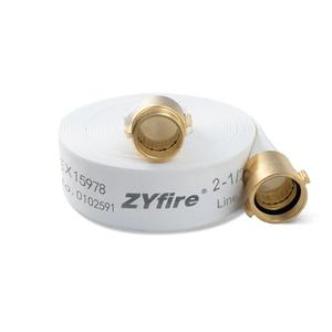 ZYfire Fire Hose - 2-1/2" ID x 25 FT Single Jacket TPU Firefighter Hose with NPSH Brass Couplings 750 PSI Burst Pressure Lightweight for Use in Firefighting