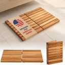 Premium 24"x16" Foldable Solid Teak Shower Mat, Non-Slip Bath Mat, 24" x 15.7"