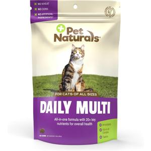 Pet Naturals Daily Multi Multivitamin Soft Chews for Cats, Vet Formulated with Biotin, Taurine, Calcium, and Arginine, Gentle Formula, Value Size, Fish, 160 Count