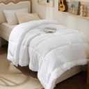 Bedsure Comforter Duvet Insert - Quilted Comforters Twin Size, All Season Duvet, GentleSoft Down Alternative Bedding, with 8 Tabs, Gifts for Women/Men, White, Twin 88 x 68 Inches