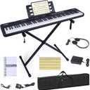 88 Key Piano Keyboard, Semi Weighted Electronic Digital Piano with Music Stand, Power Supply, Sustain Pedal, Bluetooth, Stand, MIDI, for Beginner Professional at Home, Stage, 13.92 pounds