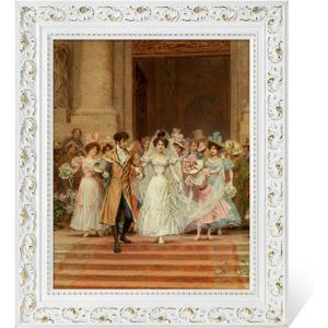 Vintage Canvas Frame for 18x24 Handmade Oil Paintings, No Backboard & Cover, 3 Wide DIY Ornate Picture Frames for Fine Art Show Gallery Wall Decor, White Open Back Wood Frame