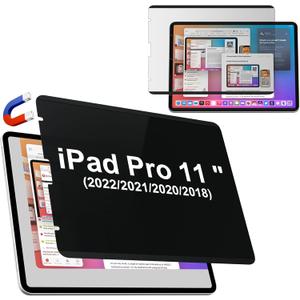 Magnetic Privacy Screen Protector Compatible With iPad Air 5th 4th Generation 10.9 Inch & iPad Pro 11(2018/2020/2021/2022), Removable Anti Blue Light Glare Spy Private Filter Black Security Screen Cover