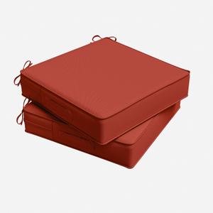 Outdoor Chair Cushion 19 x 19 x 4 Inches Patio Furniture Outdoor Waterproof Seat Cushion, Patio Chair Cushion with Handles and Ties, Square Dining Chair Cushion Set of 2, Terra Red