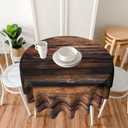 Wood Round Tablecloth 60 Inch Washable Reusable Decoration Table Cover for Kitchen Party