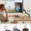 ErGear Single Monitor Arm for 13-34 inch Screens, Adjustable Gas Spring Monitor Mount Holds up to 22 lbs, Computer Monitor Stand with VESA Mount, C-Clamp & Grommet Base, Max VESA 100x100mm,