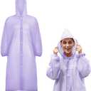 Rain Ponchos for Adults Reusable Rain Coats with Hood and Drawstring Thicken Ponchos Waterproof for Women(Purple)