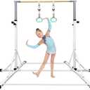 86 York Gymnastics Bar for Kids Ages 3-20, 5FT Base Length, 42" to 63" Adjustable Height, Horizontal Bar, Kip Bar for Gymnast, Gymnastic Training Equipment for Home, Gym Center