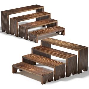 2 Set Large Wooden Tiered Riser Display Stands for Vendor Events,Stackable Wooden Cupcake Stand,Farmhouse Decor Wood Dessert Table Display Set,Vendor Booth Display Items,Food Display Risers for Party12-11.2-10.4-9.6IN