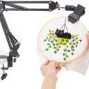OLYCRAFT Black Embroidery Table Stand Kit 8mm Hole Hand Embroidery Lap Folding Cross Stitch Stand Clamp Hand Embroidery Hoop Holder 360 Rotated Embroidery Holder