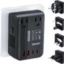 DOACE 220V to 110V Converter 350W Voltage Converter US to Europe for Hair Straightener/Curling Iron Converter for European Travel with 4-Port USB Charging and UK/AU/US/EU Worldwide Plug Adapter