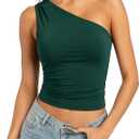 SUUKSESS Women Double Lined Going Out Trendy Crop Tops Ruched Sleeveless Shirts (Green, L)