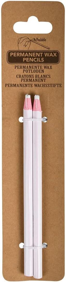 Esschert Design GT134 Paper Wrapped Permanent Wax Pencils, 2-Pack, White