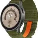 Nylon Loop Elastic Bands Compatible with Samsung Galaxy Watch 3 45mm Band/Galaxy Watch 46mm/Gear S3 Frontier, 22mm Sport Smart Watch Bands Adjustable Quick Release Straps for Women Men. (Green)