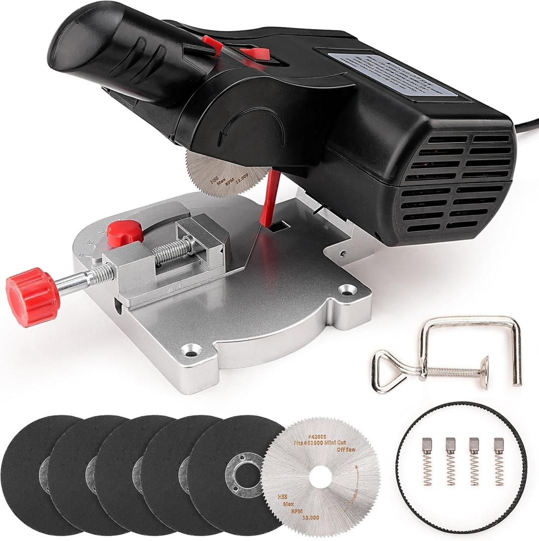 Mini Miter Cut-Off Chop Saw for Metal Cutting, Arrow Shafts, Wood Crafts, Hobby Miniature Model Making, Small Electric Table Saw Tool, 223/5.56 Brass, Cuts Max. 1/2" High x 1/2" Wide