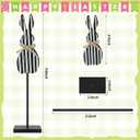 3 Pcs Easter Bunny Table Decorations Farmhouse Wooden Bunny Tabletop Centerpieces Black and White Rabbit Tall Standing Sign Block Rustic Easter Decorations for Table Home Indoor Desk Shlef