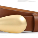 Brown Belt with Gold Buckle Trendy Leather Belt for Dresses Jeans Fashion Casual Belts For Women