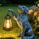 YODY Garden Statues Outdoor Garden Decor: Dog Statue with Solar Lantern for Yard Art Lawn Ornaments Porch Patio Balcony Home House - Birthday Gifts for Grandma Mom Women
