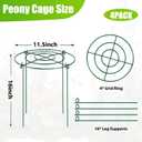 4 Pack Peony Cages and Supports, 11.5" Dx16 H Plant Supports for Outdoor Plants, Heavy Duty Metal Peony Support Cage Flower Support Rings, Plant Support Ring for Rose Tomato Hydrangea Strawberry