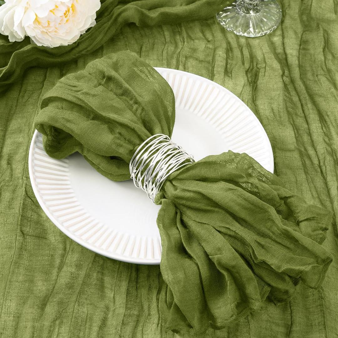 20 Pack Olive Green Cheesecloth Napkins Washable Summer Green Cloth Napkins Set of 20 Cotton Gauze Dinner Table Napkins Bulk 21x21 Inches for Wedding Bridal Baby Shower Tea Party Decor