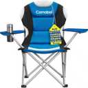 Camabel Folding Camping Chairs Oversized Heavy Duty 400 LBS Sturdy Beach Chair Portable Outdoor Lawn Chairs High Padded Back with Cup Holder Carry Bag for Sporting Hiking Picnics Fishing Concerts Blue