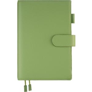 Genuine Leather Cover for A5 Notebooks, Fits Hobonichi Cousin, Midori MD Planners, Leuchtturm1917 and Stalogy with Pen Loop, Card Slots, Side Pockets, Back Pocket and Bookmarks (Green)
