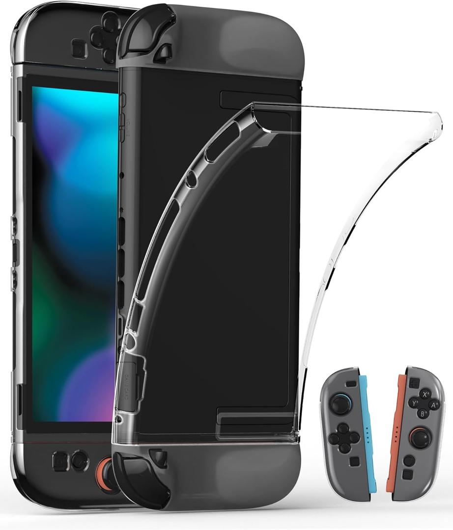 Dockable TPU Protective Case for Nintendo Switch 2 (2025), Ergonomic Anti-Slip Grip Cover, Split Design for Console and JoyCon, Compatible with Original Dock, Shockproof Crystal Clear Shell