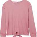 Long Sleeve Ribbed Tie Front Top