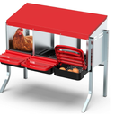 HOSTIC Red Chicken Nesting Box for Laying Egg with 3 Compartment and Metal Legs Chicken Egg Laying Box with Lid Cover, Red