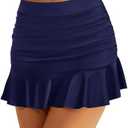 Tempt Me Women High Waisted Swim Skirts - Ruched Ruffle Bathing Suit Skirt with Short Tummy Control Swimsuit Bottoms,XL