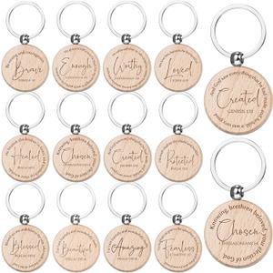 Sureio 24 Pcs Grandparents Day Church Gifts Bulk Baptism Party Favor Christian Keychain Bible Verse Keychain for Father Dad Godfather Men (Round)
