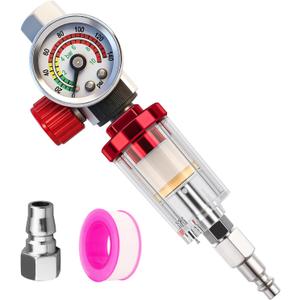 Air Compressor Regulator & Flow Control Valve with Pressure Gauge & Oil-water separator, G1/4" Inlet and Outlet for Pneumatic Tools, Spray Gun Painting, Tire Inflation, 1/4 NPT, 0-140 PSI