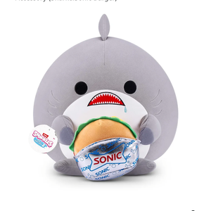 Snackles Series 2 16-inch by ZURU Cuddly Squishy Comfort 16-inch Plush with Licensed Snack Brand Accessory (Shark&Sonic Burger)