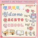 Tenceur Pastel Welcome Back to School Bulletin Board Decor, Schoolbus Theme | Back to School Board Set Classroom Decoration, Bus Stationery Paper Cutouts, for Classroom Chalkboard Wall Door Decor, about 3.28 x 4.92 ft/ 100 x 150 cm