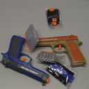 2 Pack Blaster Guns Boys Toy - with 16 Soft Foam Darts Bullets & 2 Wrist Bands - Christmas Birthday Hand Toys Party Supplies for 6,7,8,9,10,11,12 Years Kids(Green Blue)